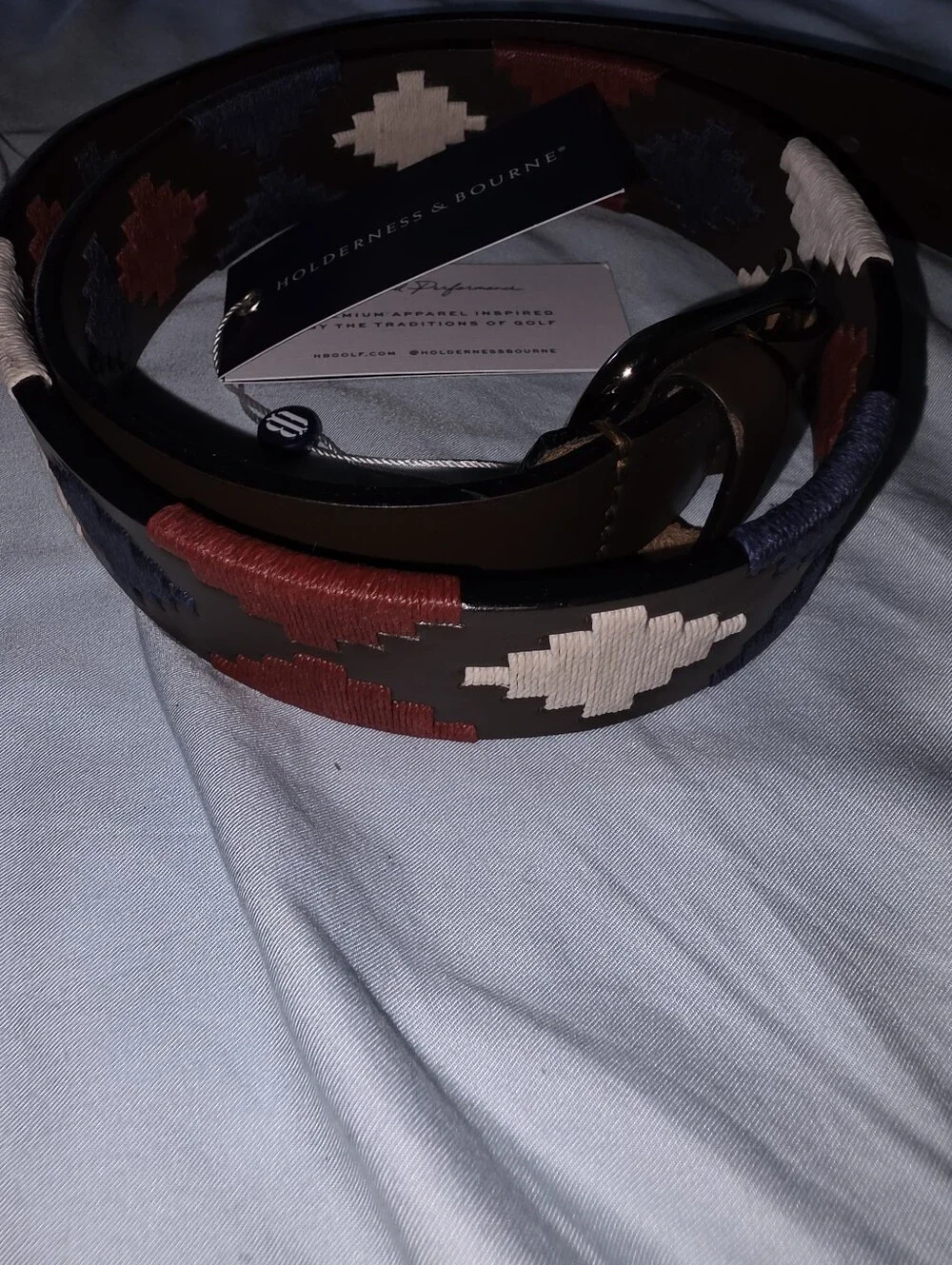 Holderness & Bourne FIRE! NWT! The Barker Belt in Brown/Cypress/Claret/Navy.